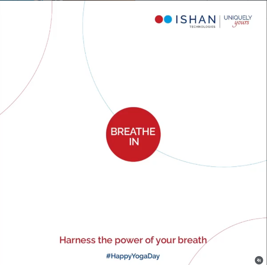 Ishan Yoga Day social post — "Breathe In · Harness the power of your breath"